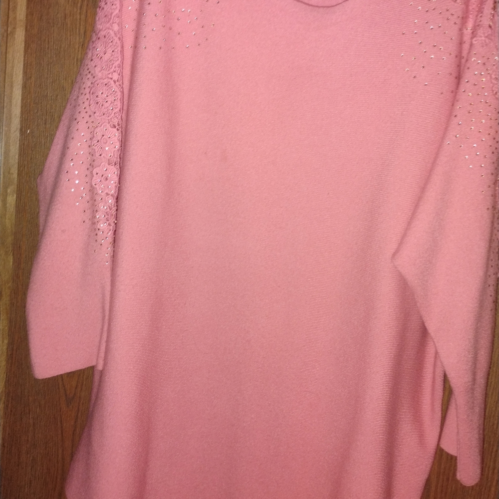 Siren Lily Pink Sweater w Gold Sequined Sleeves